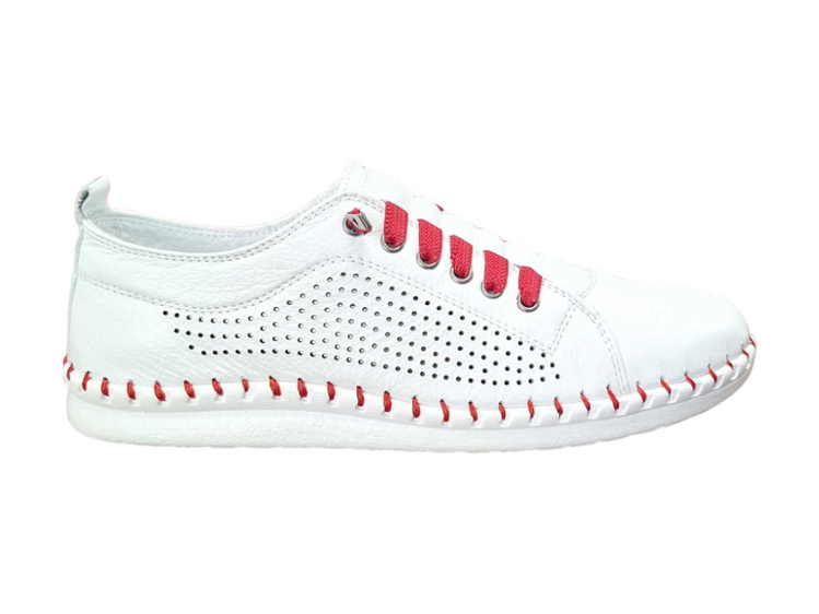 Obrázek z Wild 646019 White/Red Dámské celokožené boty 