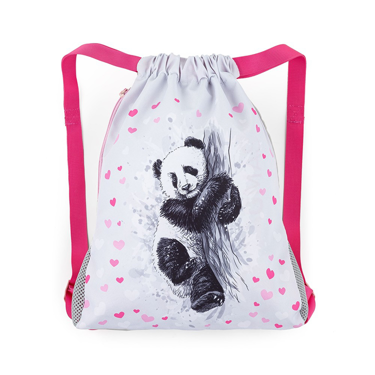 Obrázek z Bagmaster SÁČEK PRIM 23 B školní na přezůvky / tělocvik - panda Růžová 1,5 l 