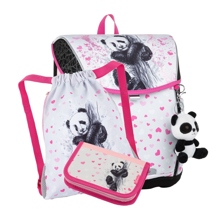 Obrázek z Bagmaster PRIM 23 B malý školní set pro prvňáčky - panda Růžová 20 l 