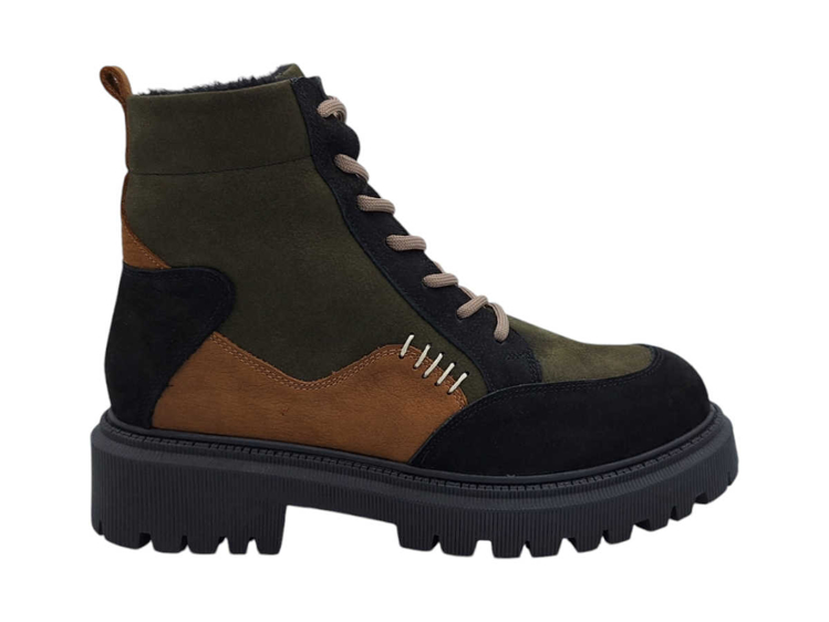 Obrázek z Wild 191469 Dámské celokožené kotníkové boty black / khaki 