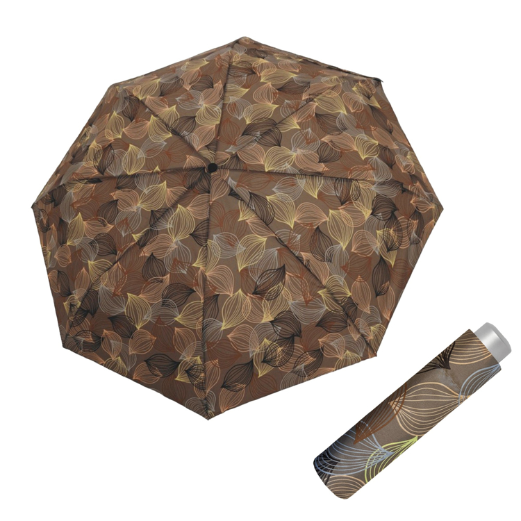 Obrázek z DOPPLER Mini Light Leaves - dámský skládací deštník hnědá 